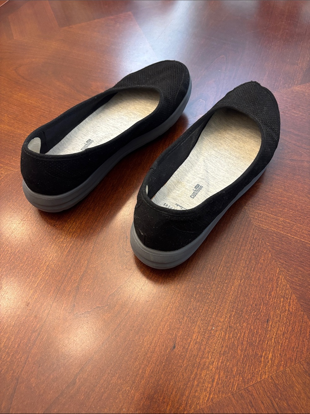 Cloudsteppers by Clarks Black Slip-On Knit Comfort Flats